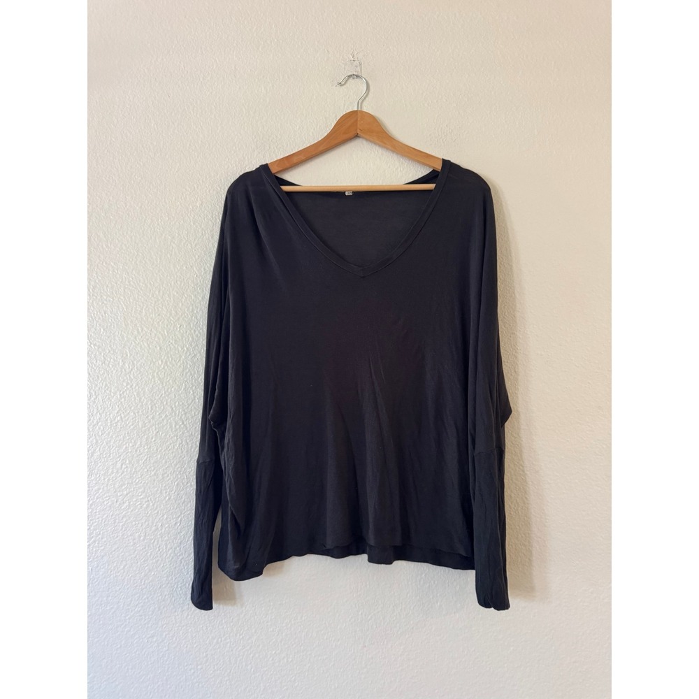 Soft Joie V-Neck Long Sleeve Top Relaxed Oversized Jersey XS Black Excellent
